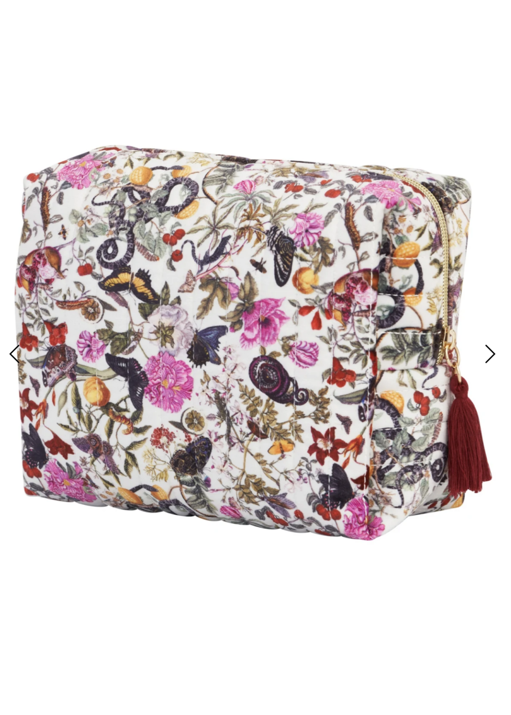 Fable England Floral Engravings Large Velvet Cosmetic Bag
