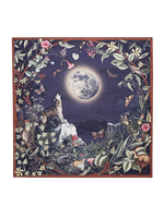 Fable England Wolf Garden Navy Square Scarf