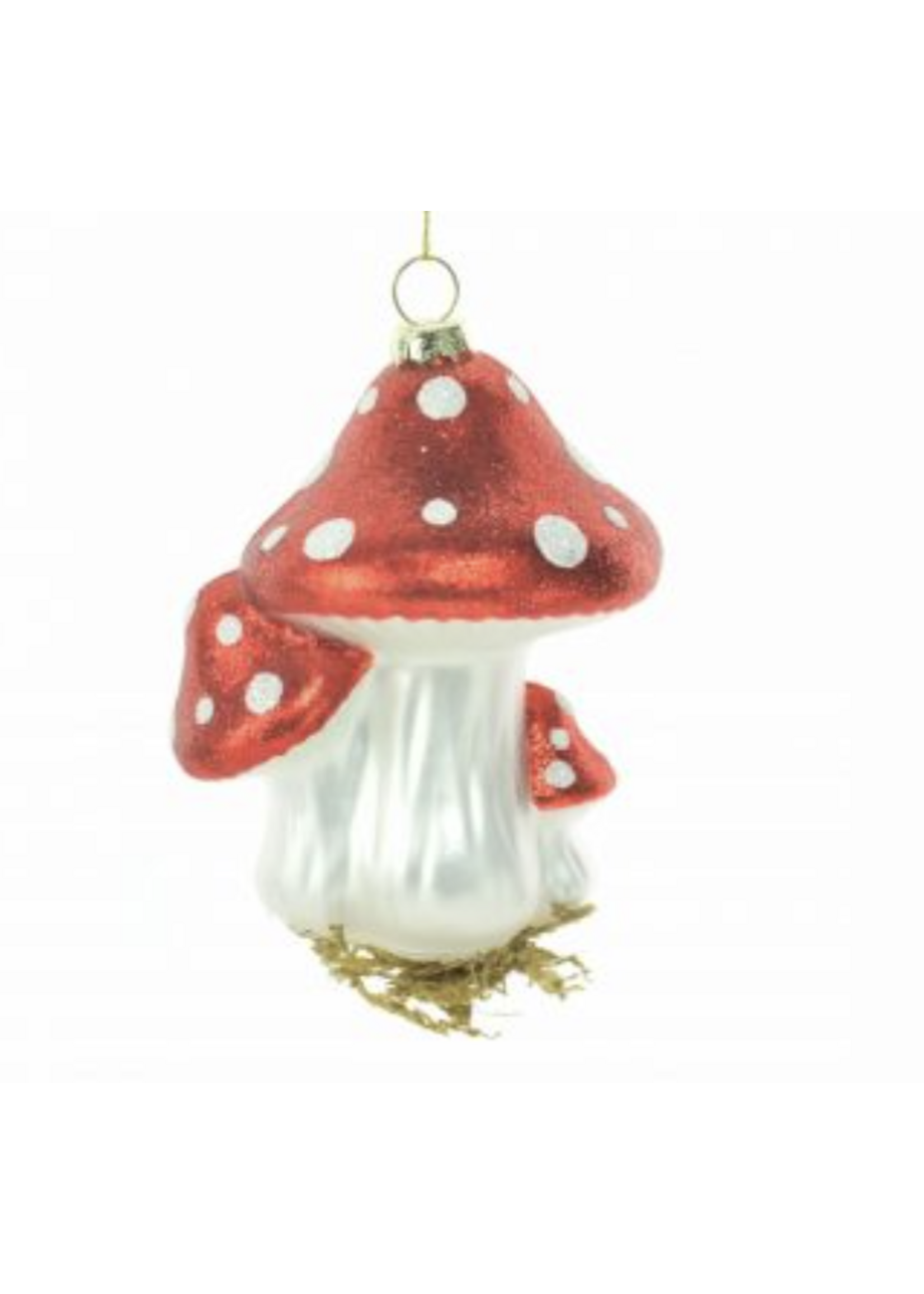 Starlight Trading Red spotted Blown Glass Mushrooms ornament