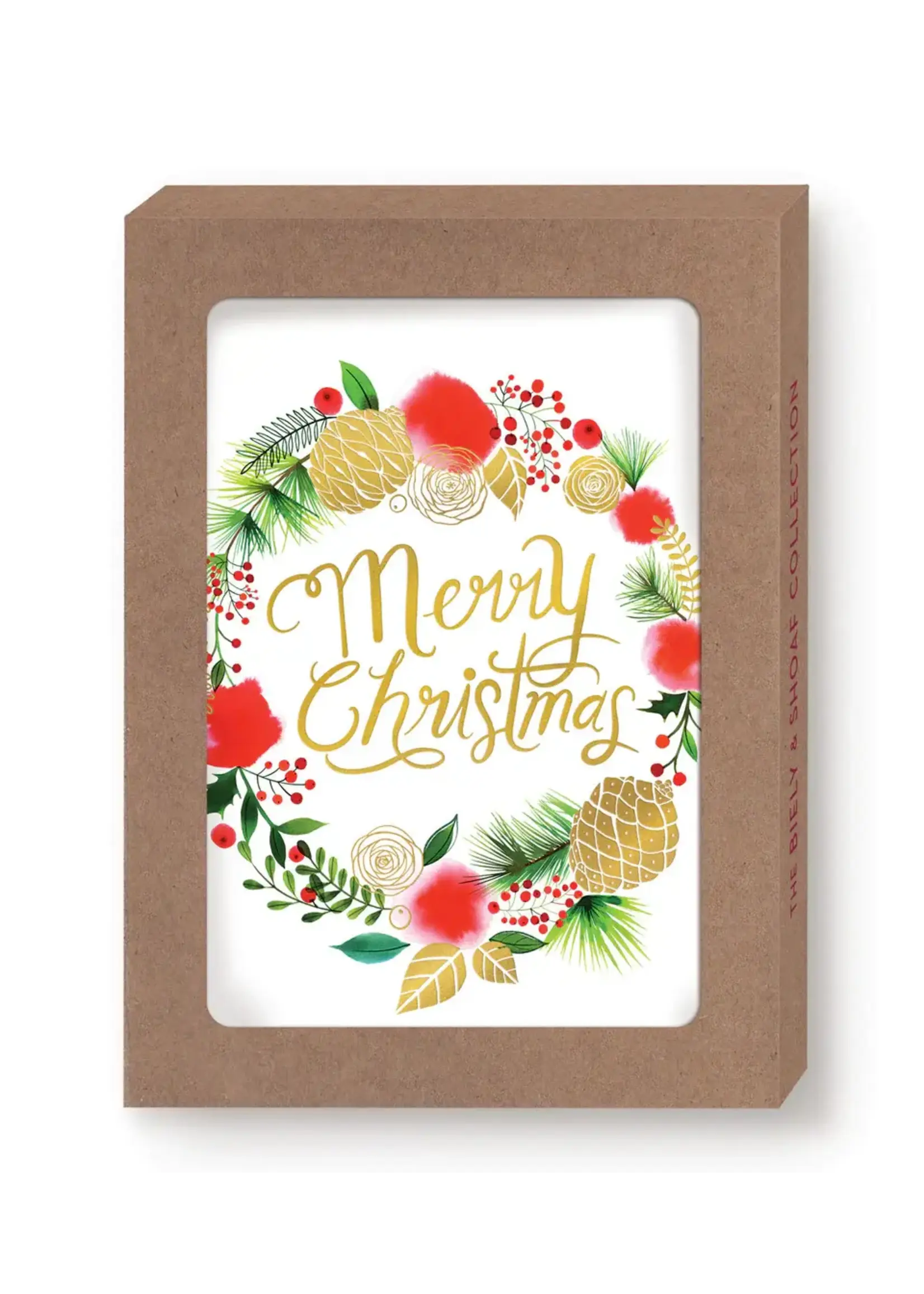 Biely & Shoaf Wreath Merry Christmas boxed card set