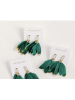 St, Armands of Sarasota Emerald & Gold dipped Feather Tassel earrings