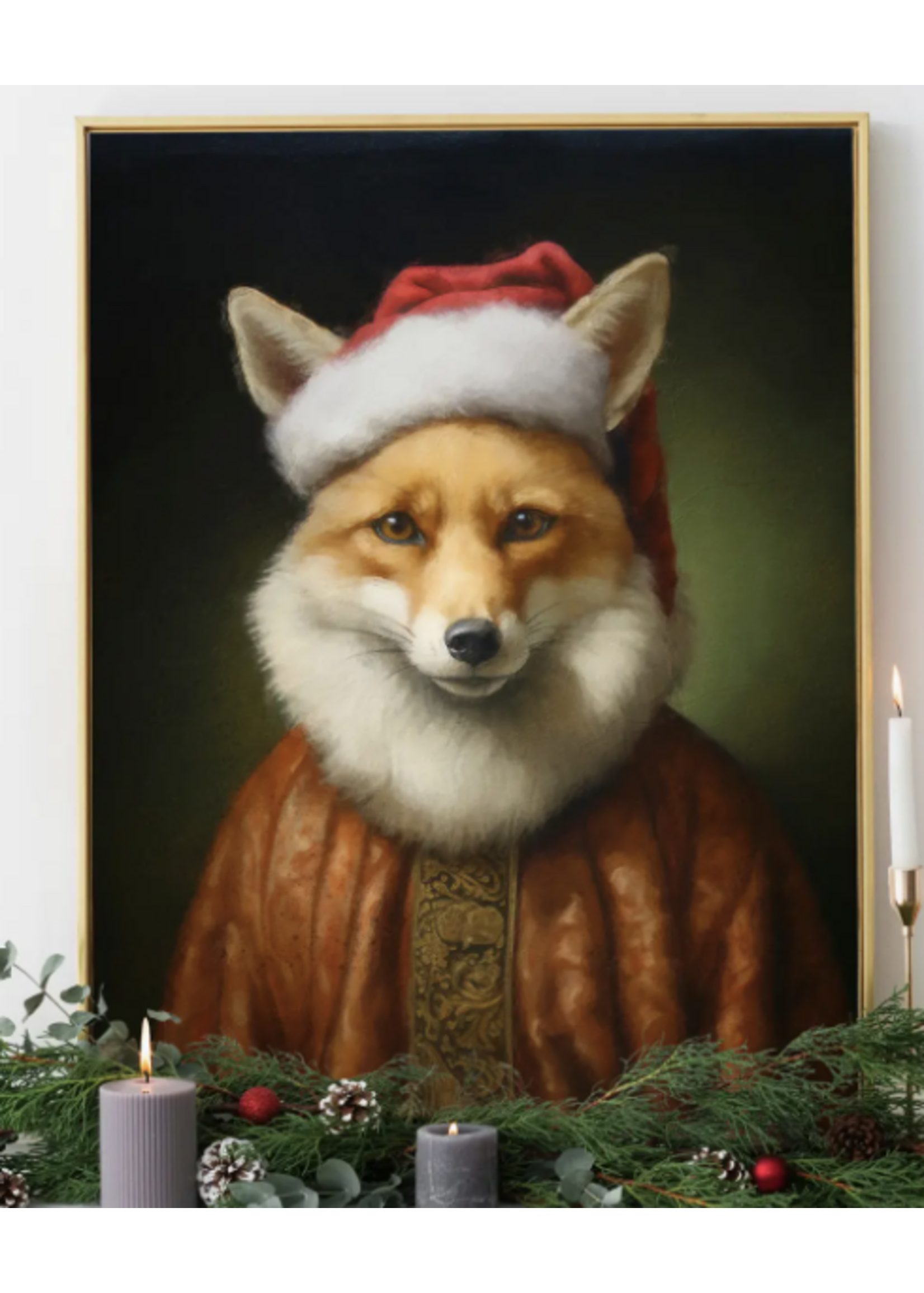 Ink & Drop Christmas Animal Portrait - Fox  12 x 16