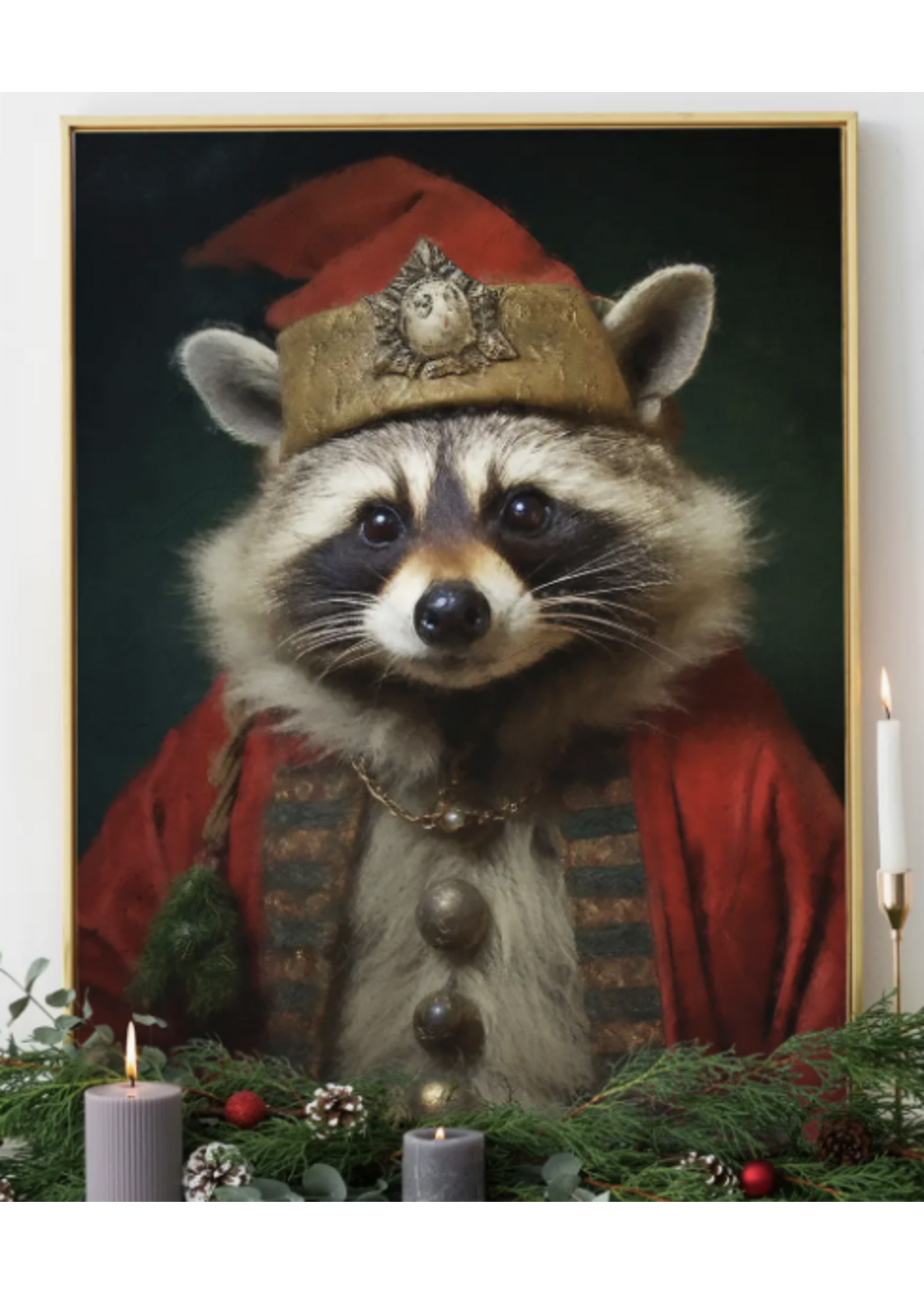 Ink & Drop Christmas Animal Portrait - Raccoon  12 x 16