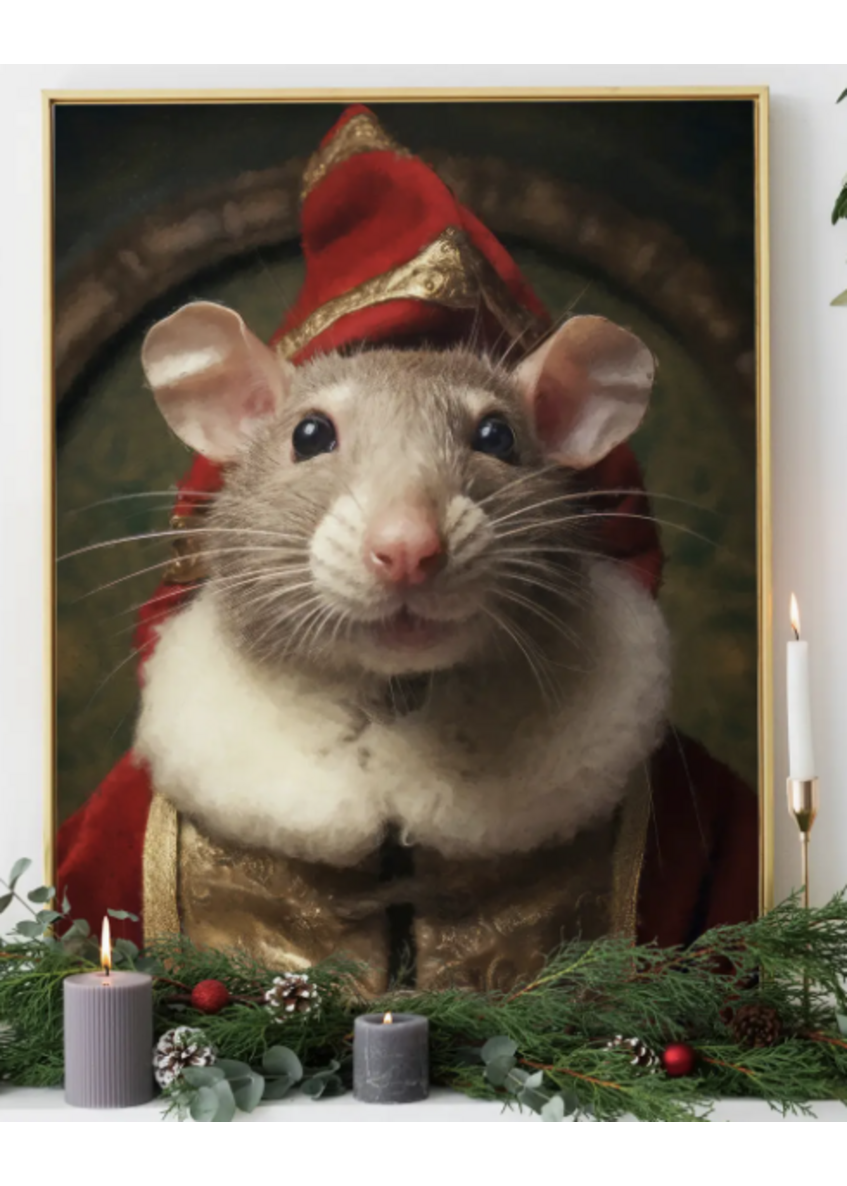 Ink & Drop Christmas Animal Portrait - Mouse  12 x 16