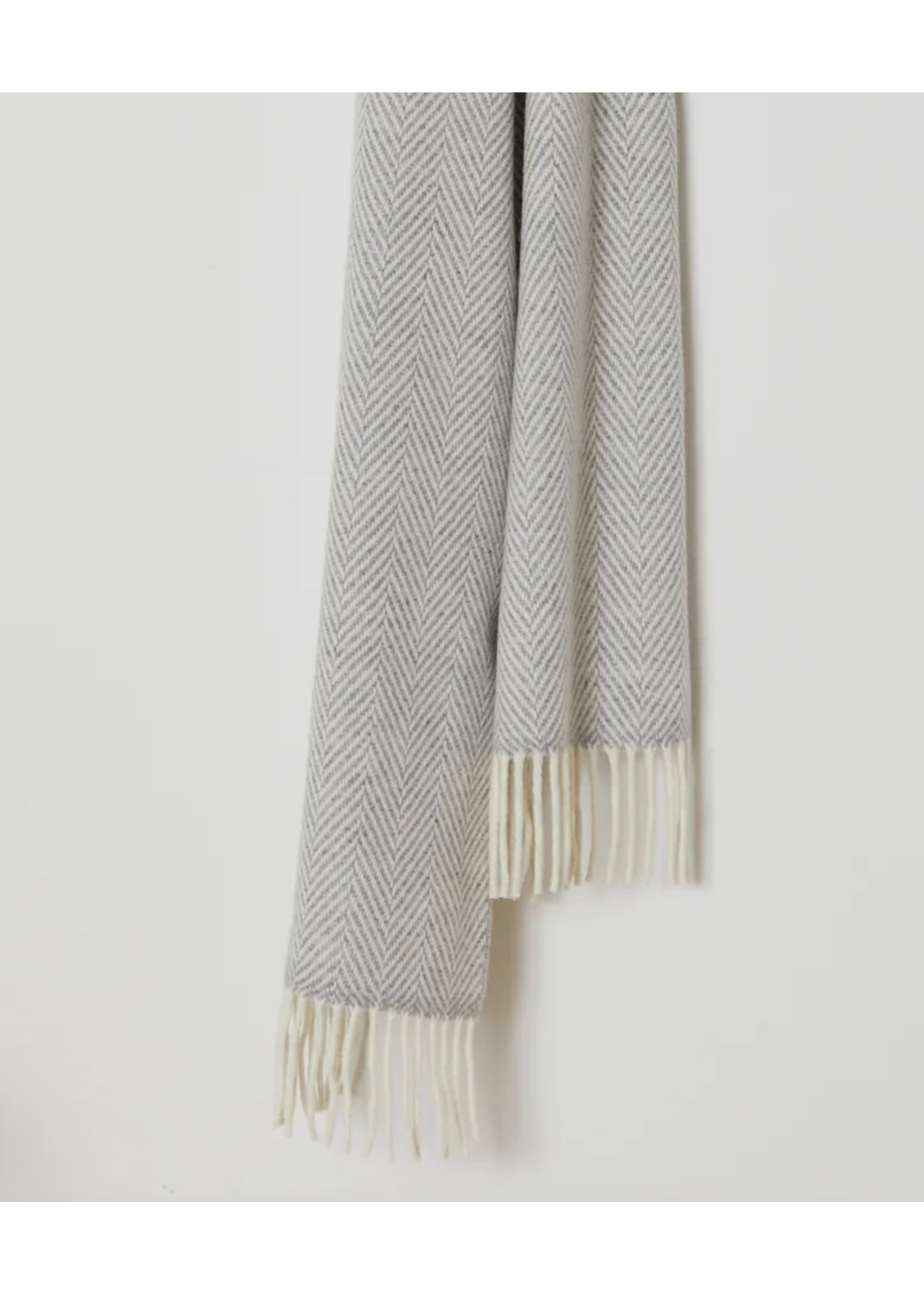 Foxford Mills Foxford Cashmere & Wool Herringbone Scarf - Grey & Cream