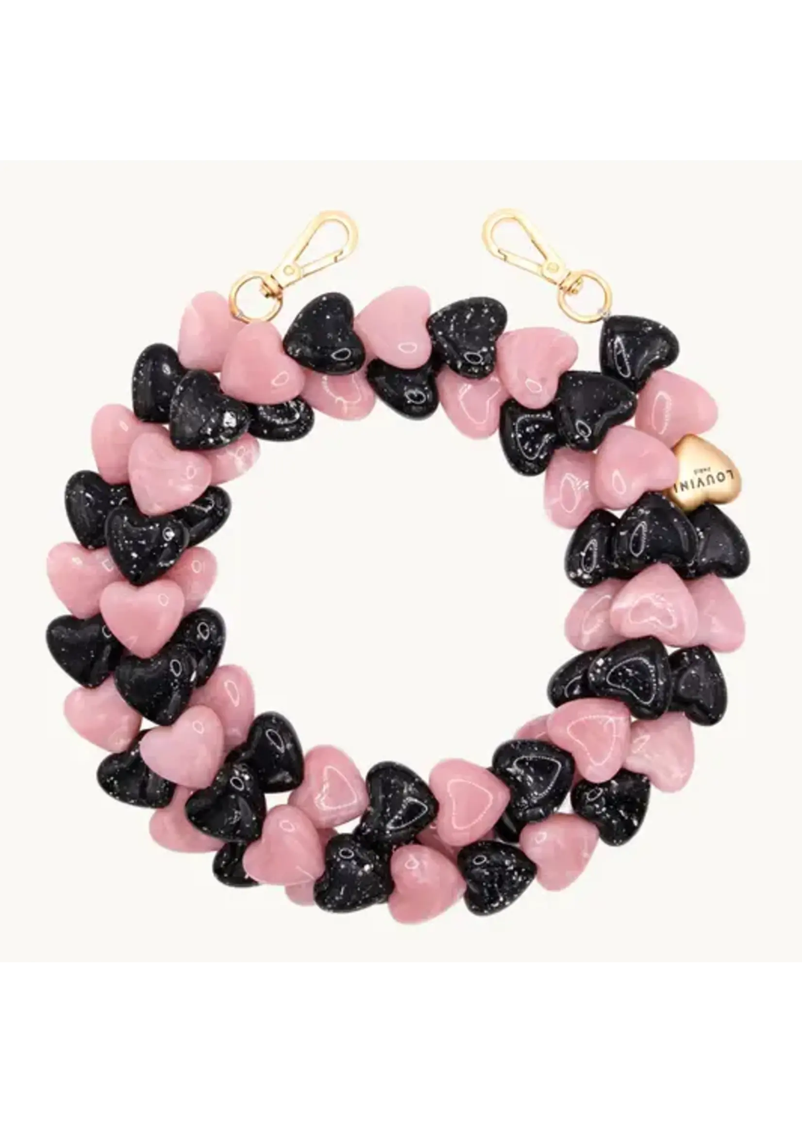 Louvini Paris Louvini Specialty Straps Large Resin Heart - Black + Pink