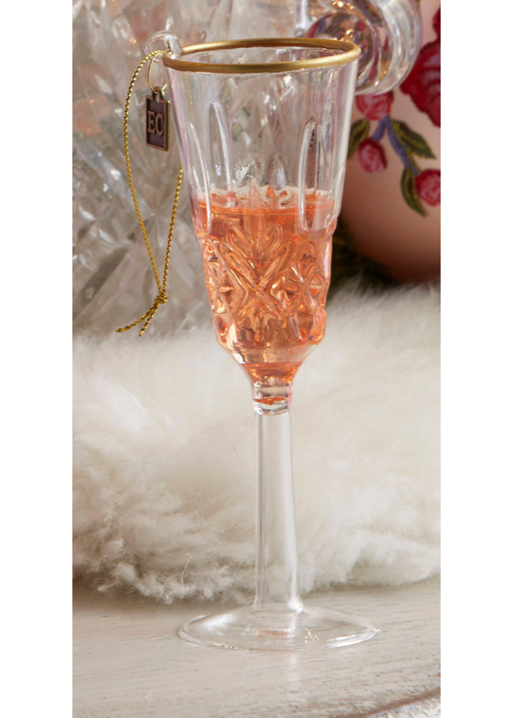 Razz Imports Pink Champagne Flute  Ornament - Eric Cortina