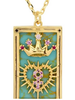 HoopLa Tarot Card Necklace - The Empress - Enamel & 14K plated