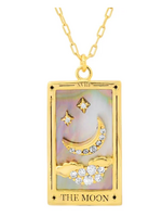 HoopLa Tarot Card Necklace - The Moon - Enamel & 14K plated