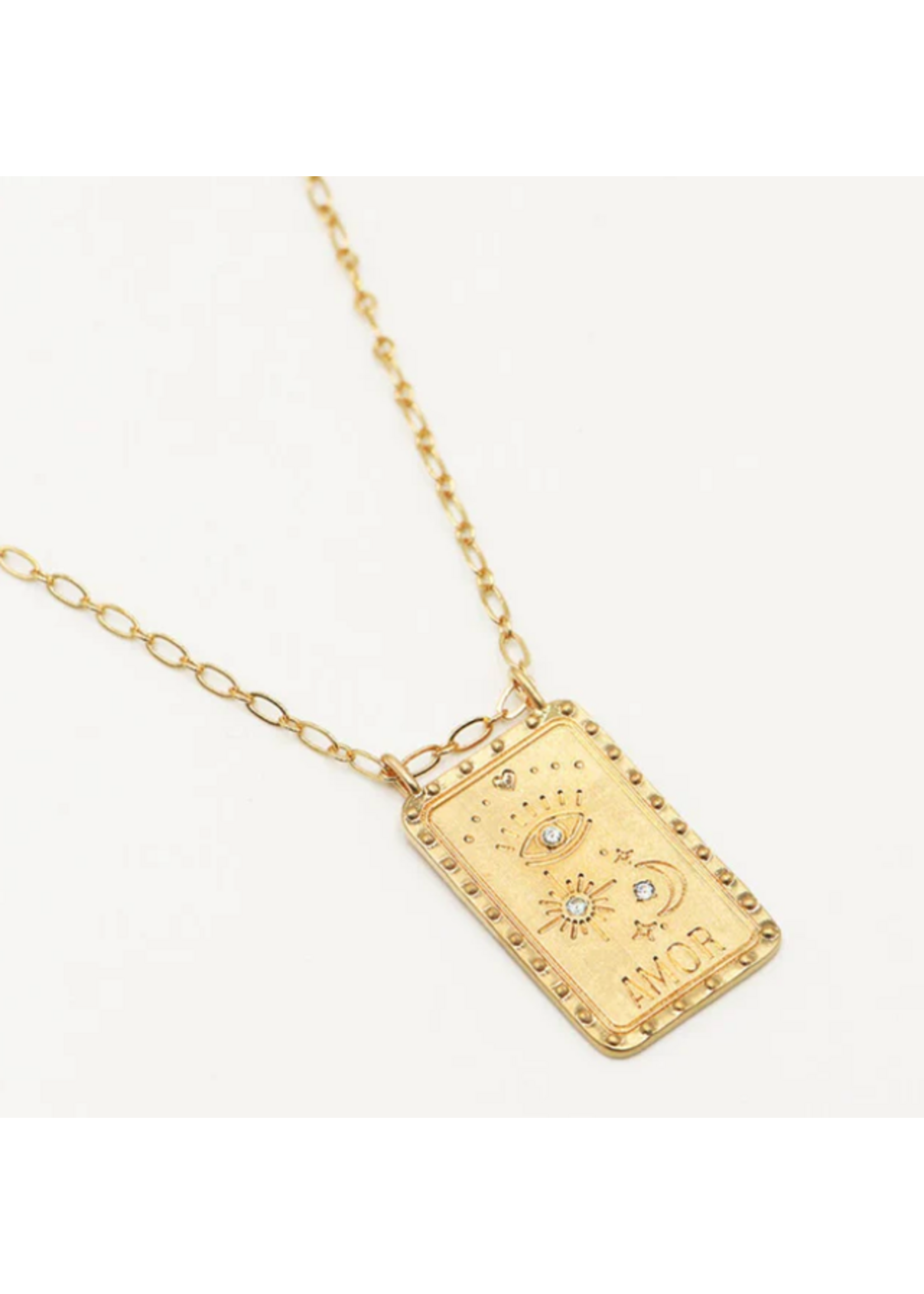 HoopLa Tarot Card Necklace - Amor - Enamel & 14K plated