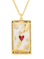 HoopLa Tarot Card Necklace - Lovers - Enamel & 14K plated