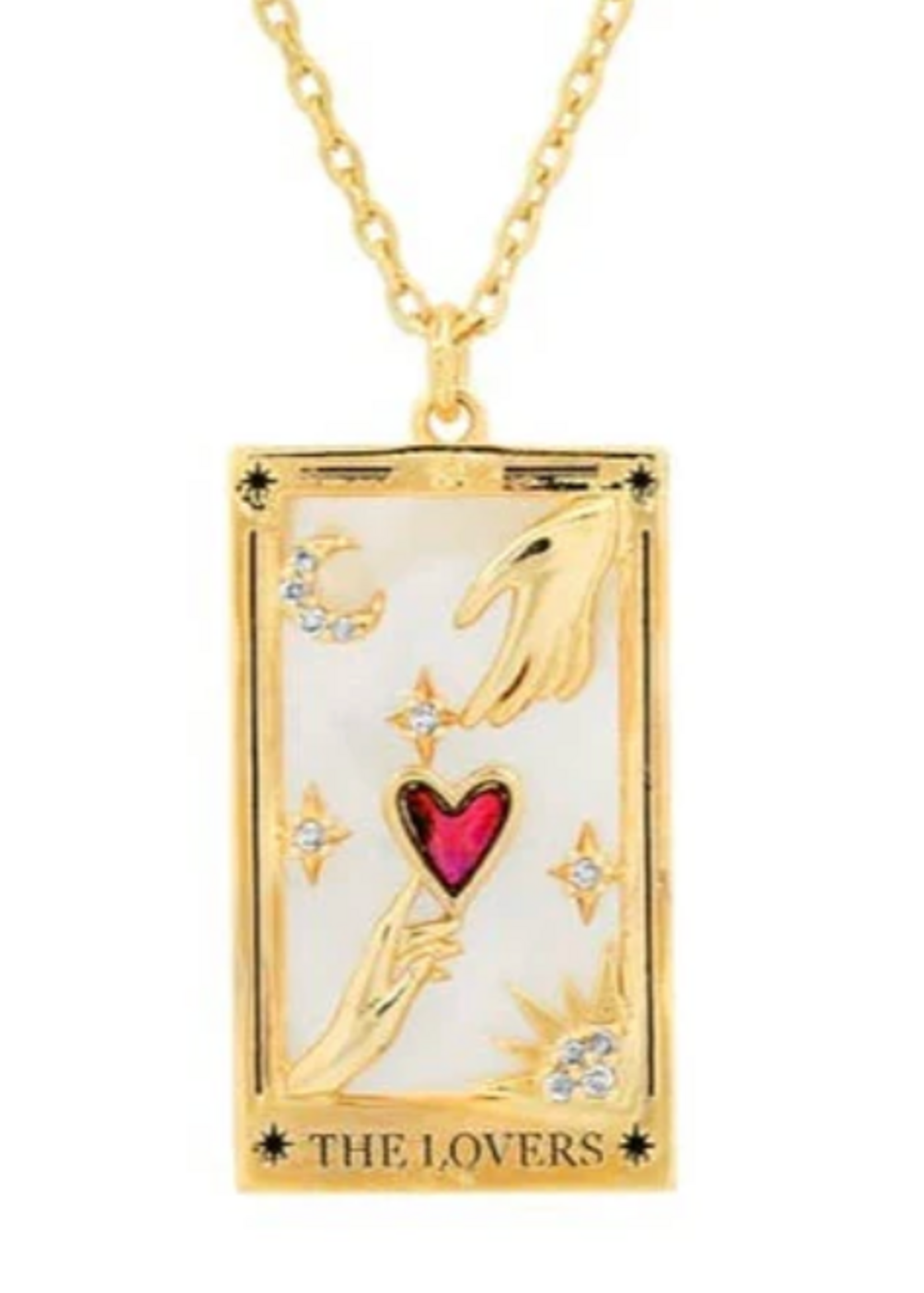 HoopLa Tarot Card Necklace - Lovers - Enamel & 14K plated