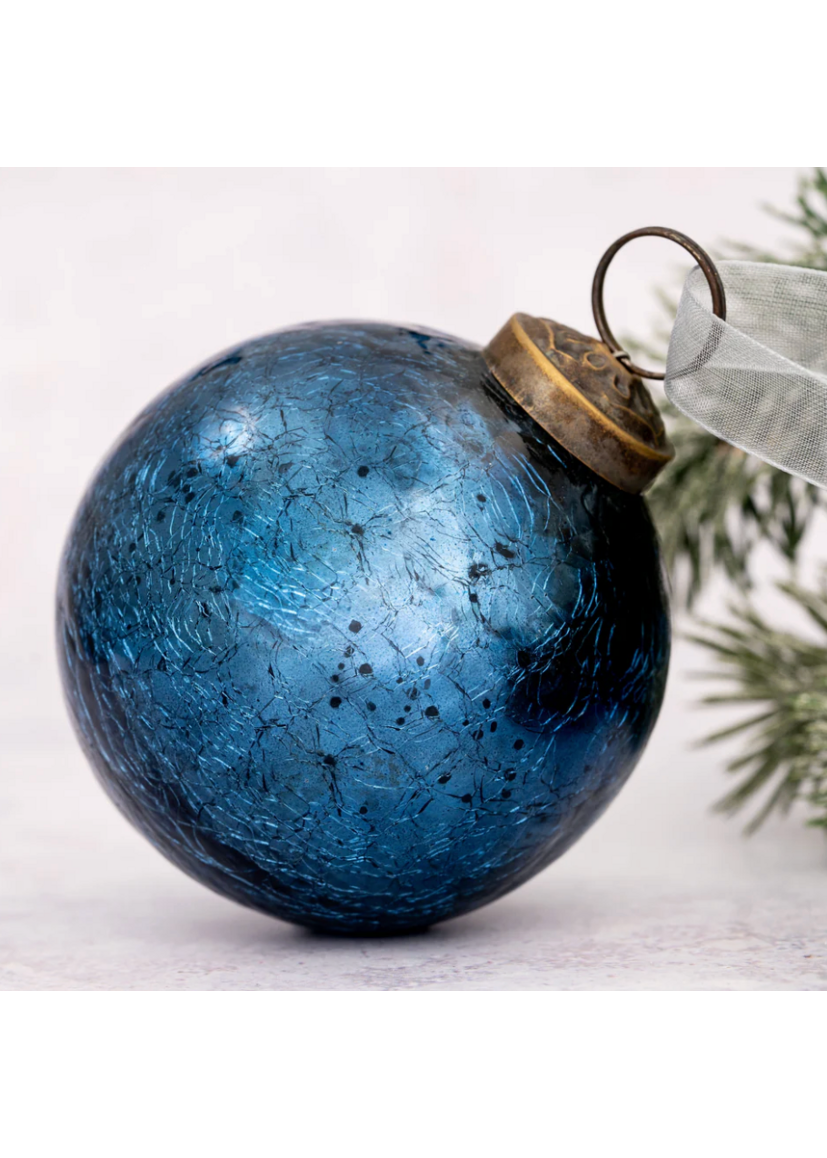 Bollywood 4" Old Navy Crackle Glass Ornament - extra large