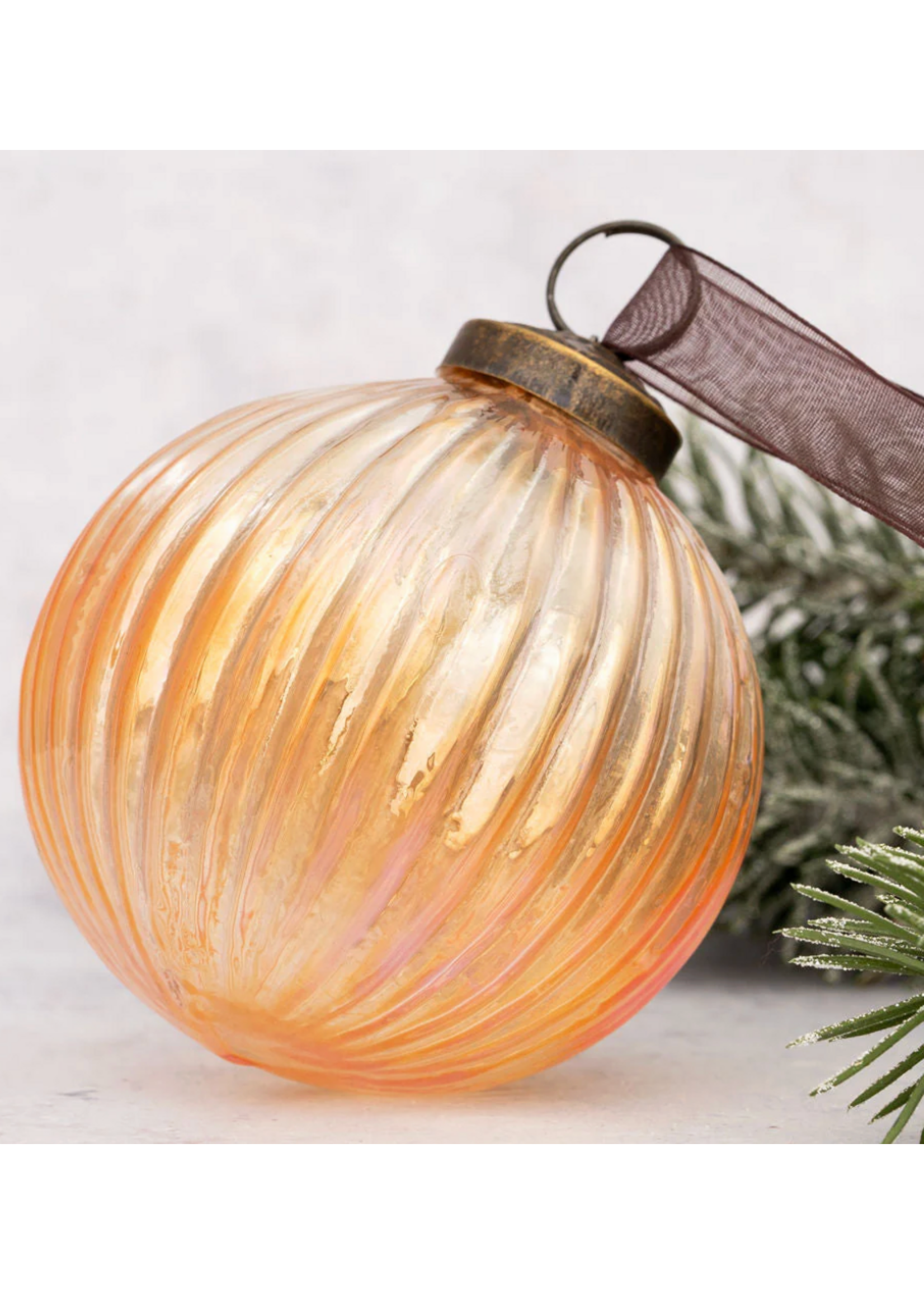Bollywood 3" Honey Ribbed glass ball ornament