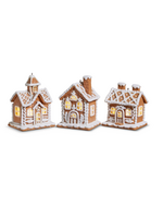 Razz Imports 4.25" Lighted Gingerbread House ornament - small size (white/ginger)