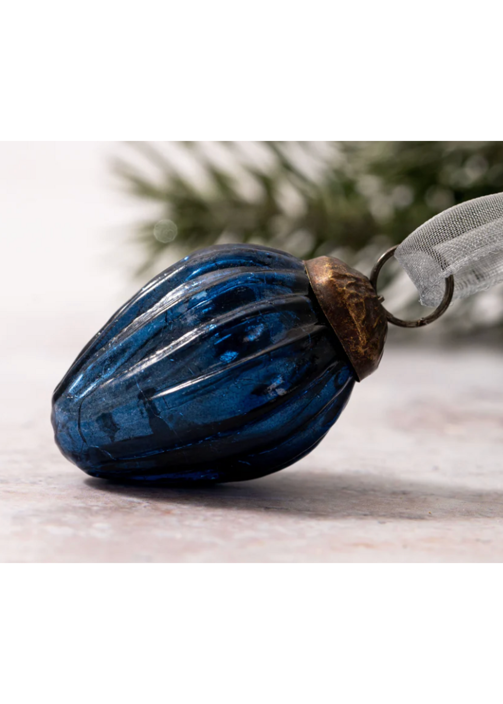 Bollywood Blue mini 1" Crackle Glass Ornament