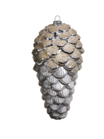 Razz Imports Glitter White Pinecone Ornament 5.5"