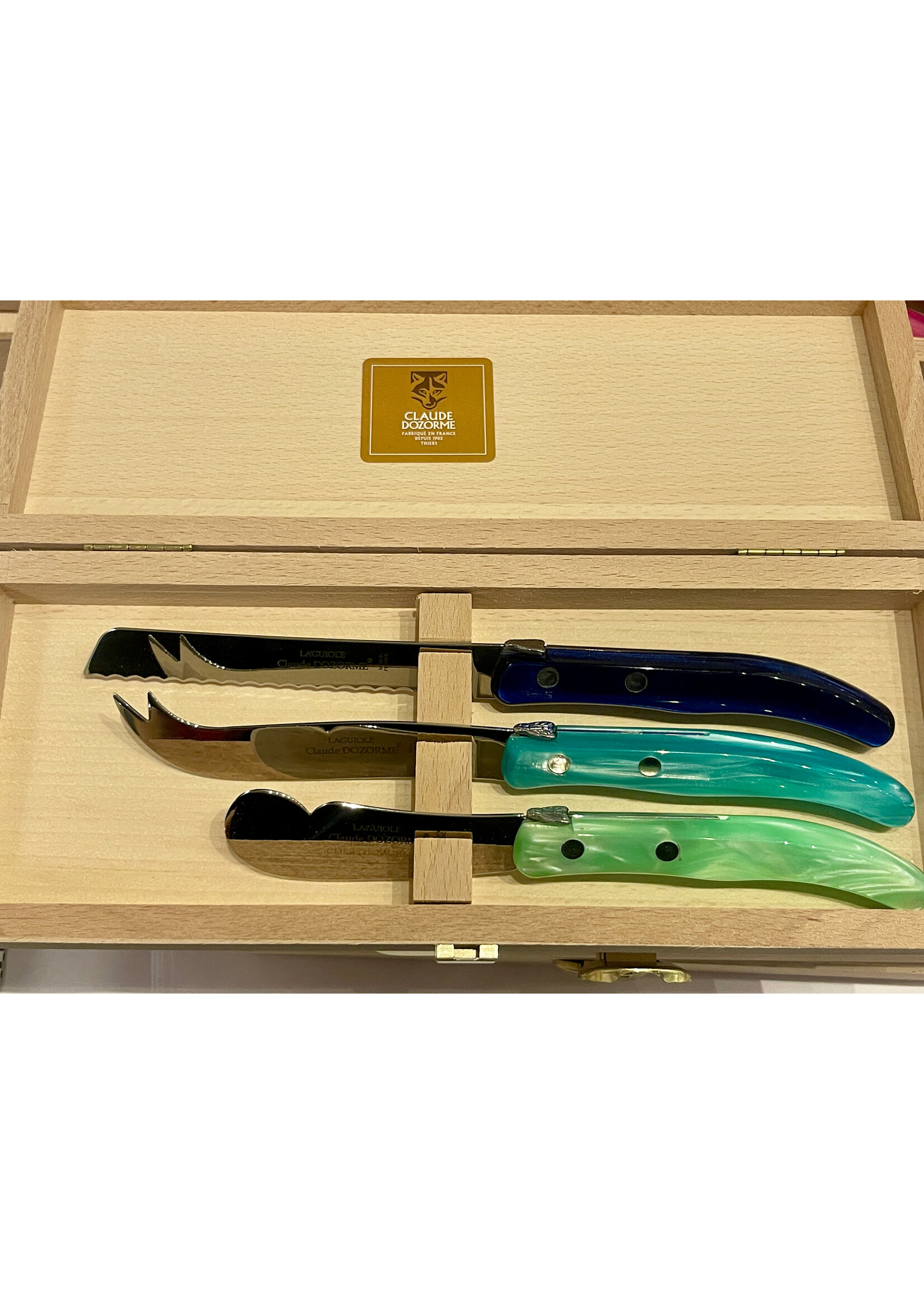 Claude Dozorme Charcuterie knives Set of 3 - mixed blue/green