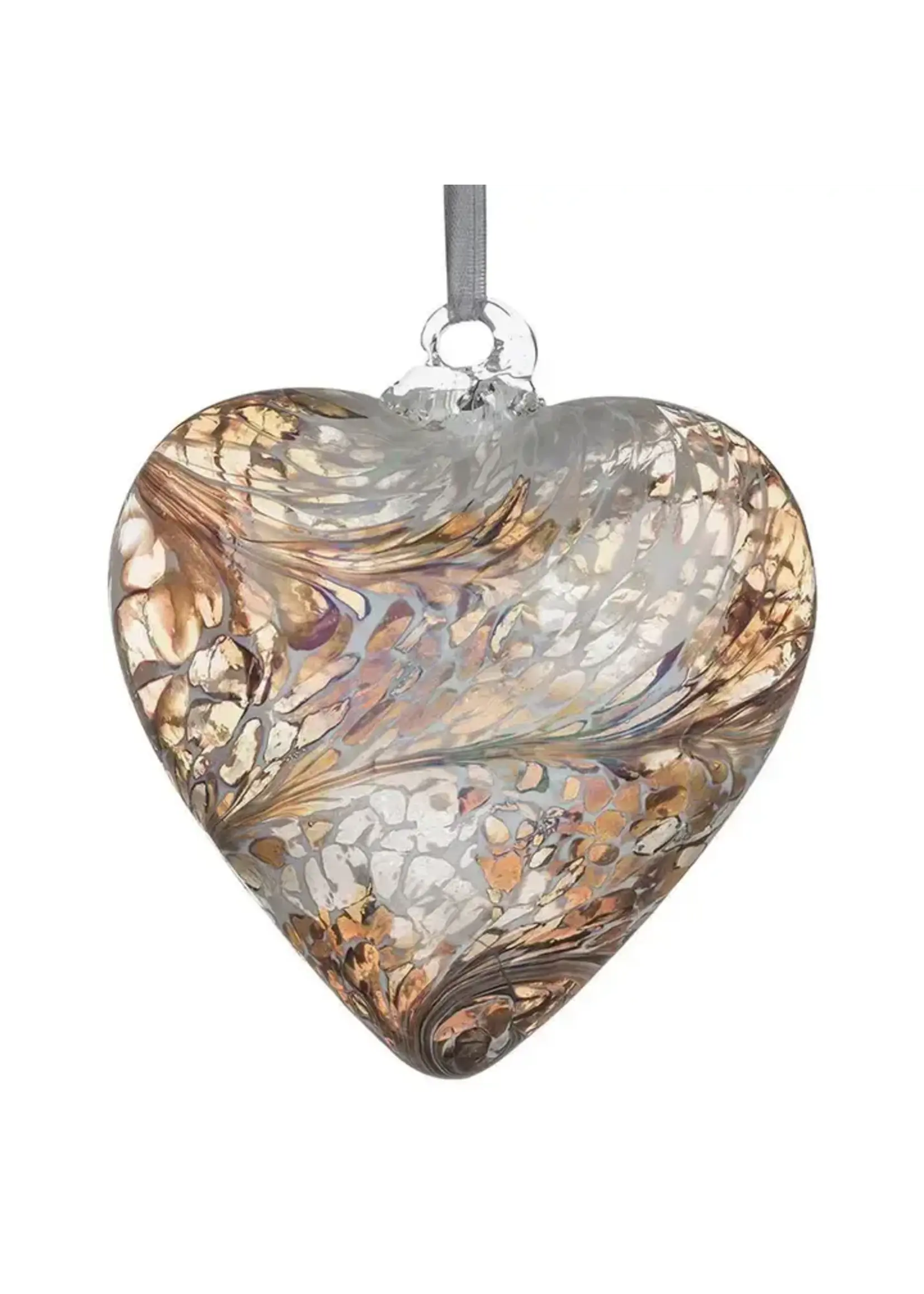 Sienna Glass Sienna Glass Ornament - Friendship Heart - Pastel Gold