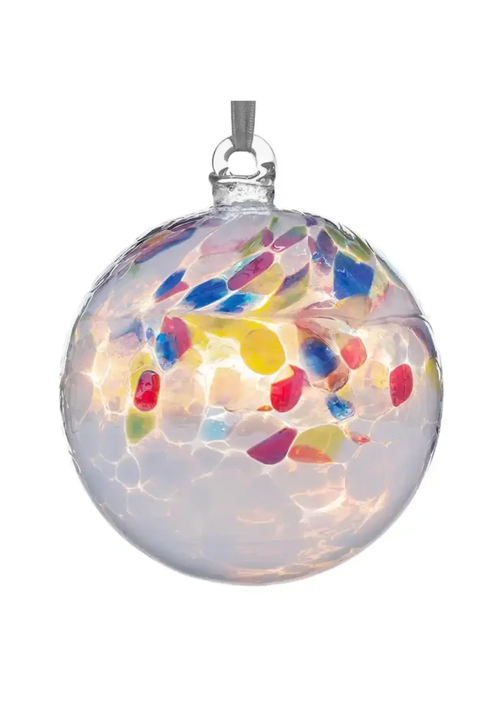 Sienna Glass Sienna Glass Ornament - Friendship Ball- Primary White