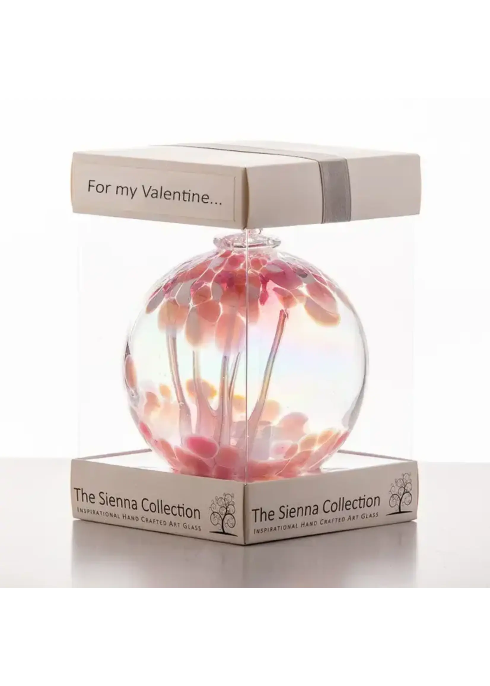 Sienna Glass Sienna Glass Ornament - For My Valentine  Ball- Pastel Pink