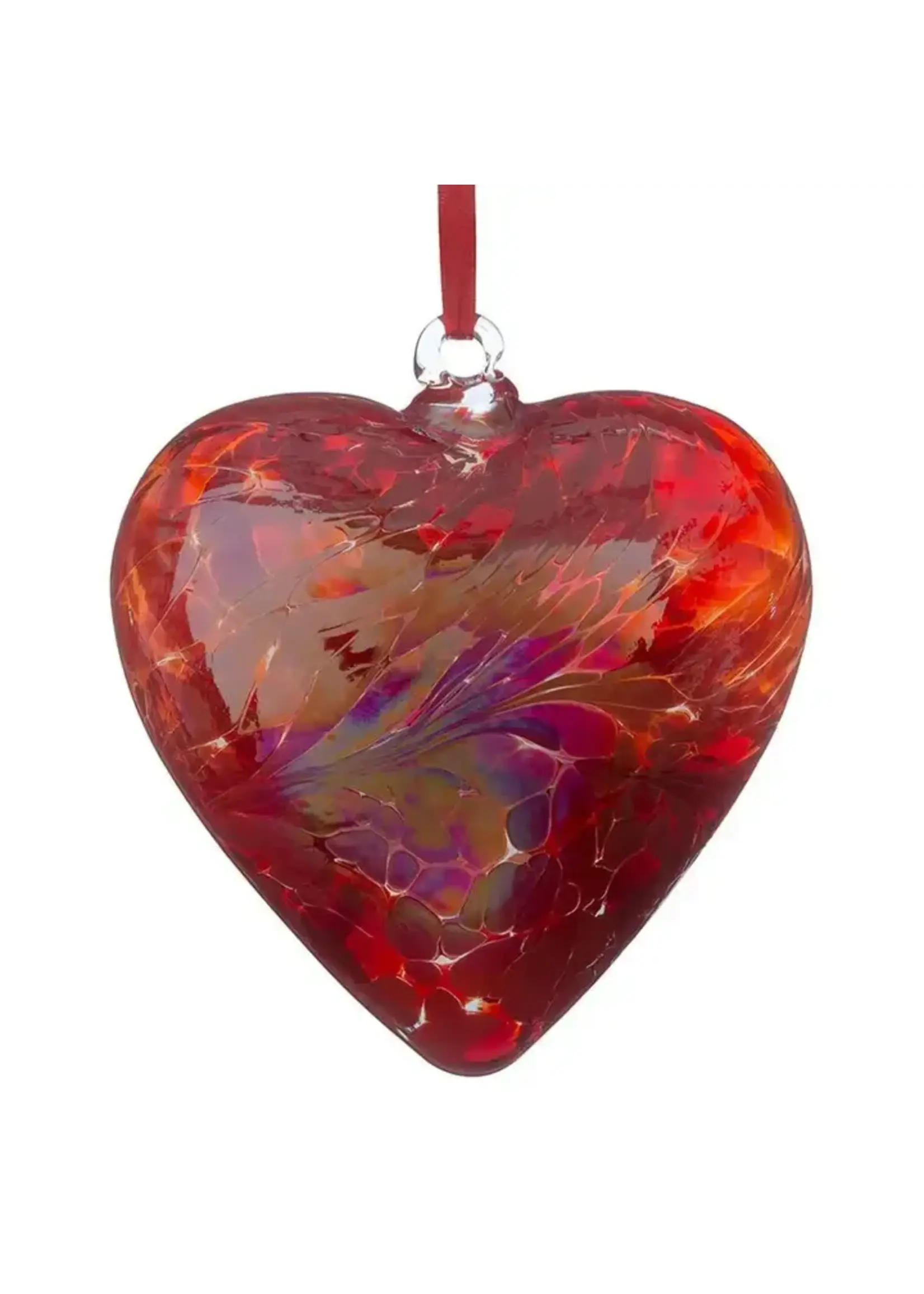 Sienna Glass Sienna Glass Ornament - Friendship Heart- Red