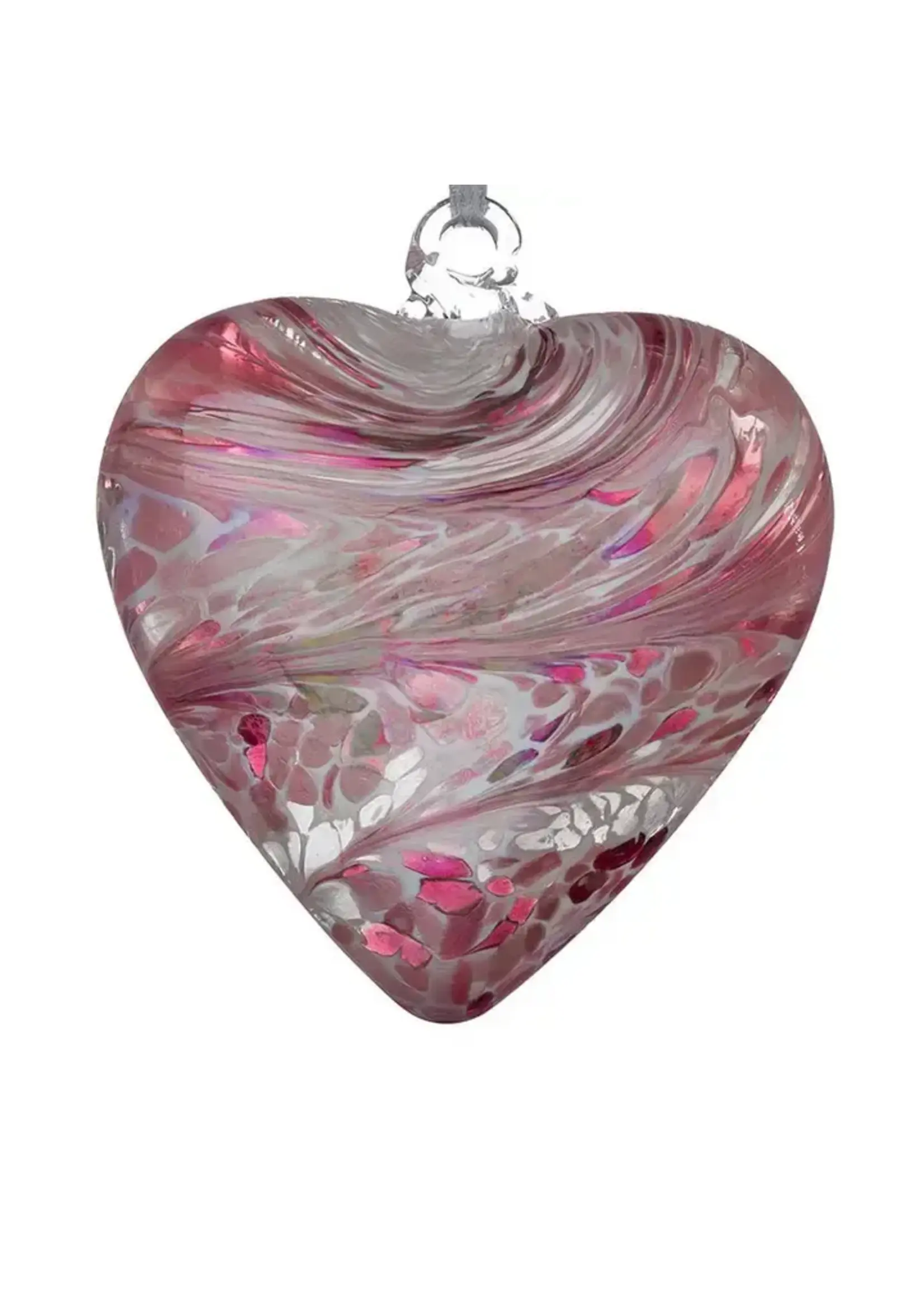 Sienna Glass Sienna Glass Ornament - Friendship Heart-Pink