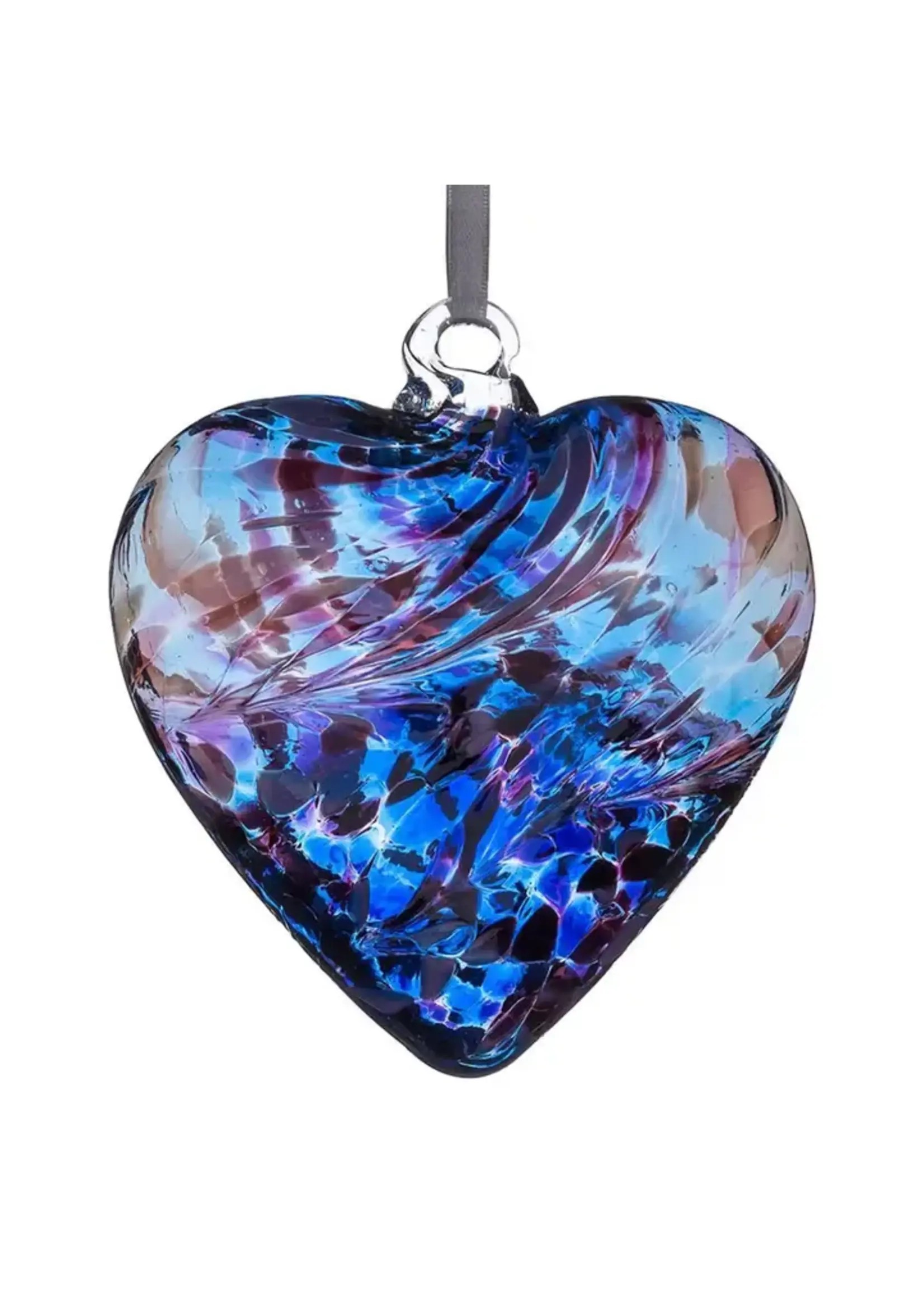 Sienna Glass Sienna Glass Ornament - Friendship Heart-Blue and Purple