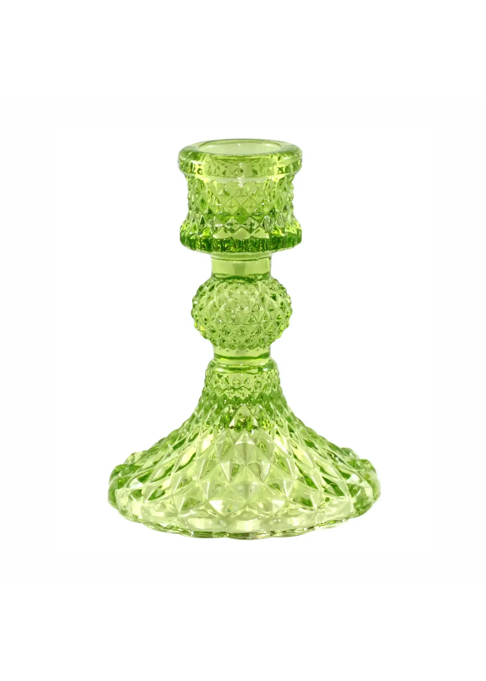 Twilight Collection Cut Glass Candle Holder -Lime - Small