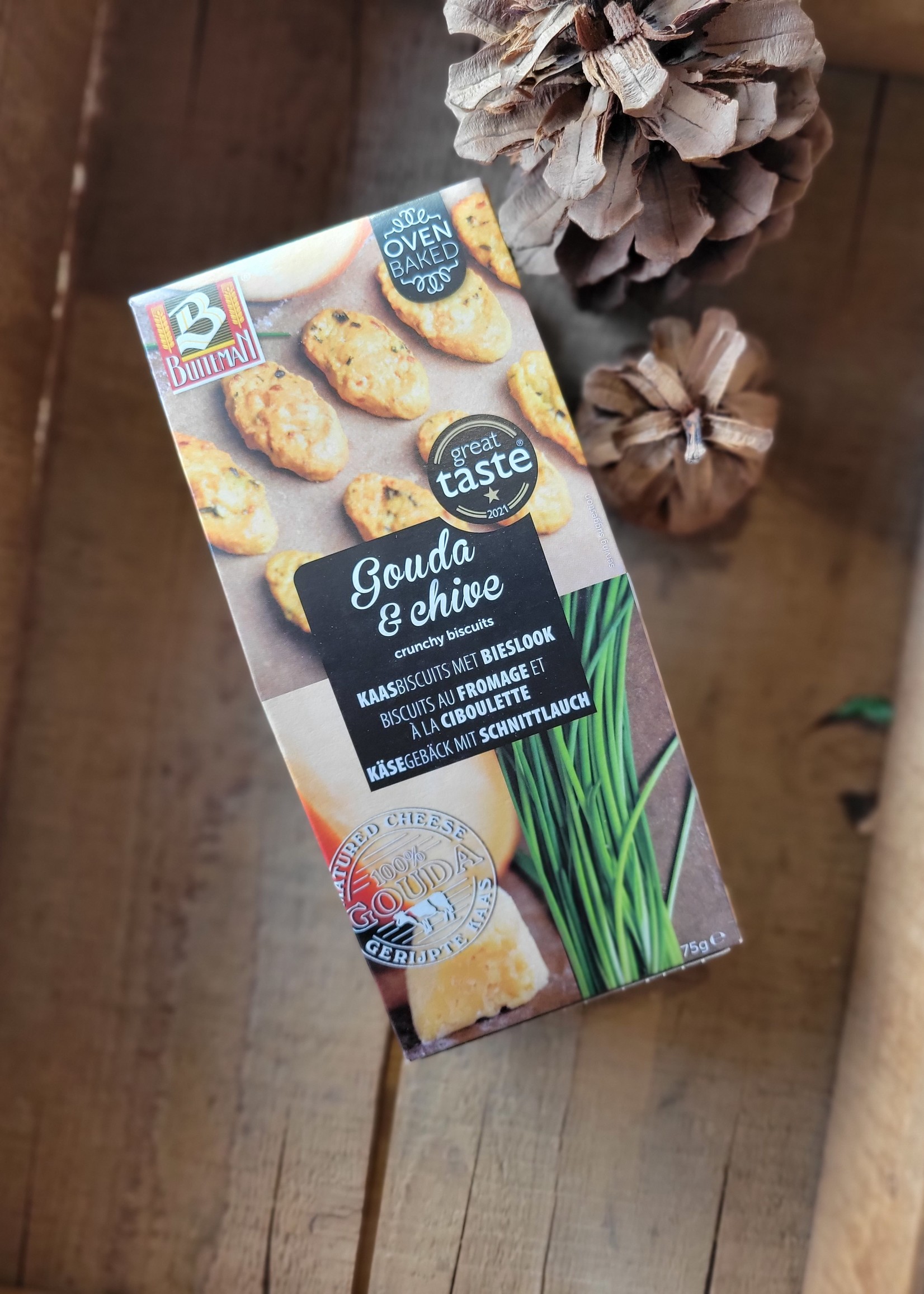 Buiteman Crunchy Biscuits Crackers - Gouda & Chive75g