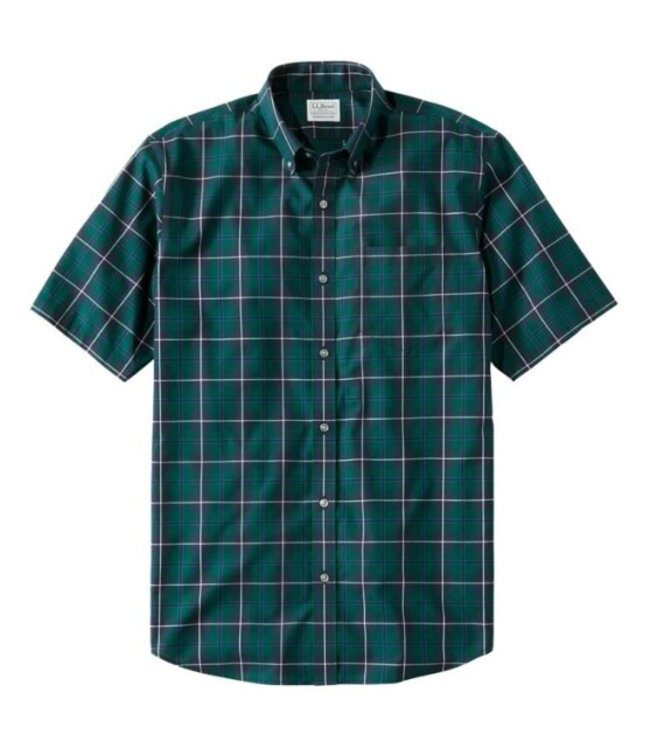 L.L.Bean M's S/S Wrinkle-Free Kennebunk Sport Shirt, Traditional Fit, Check