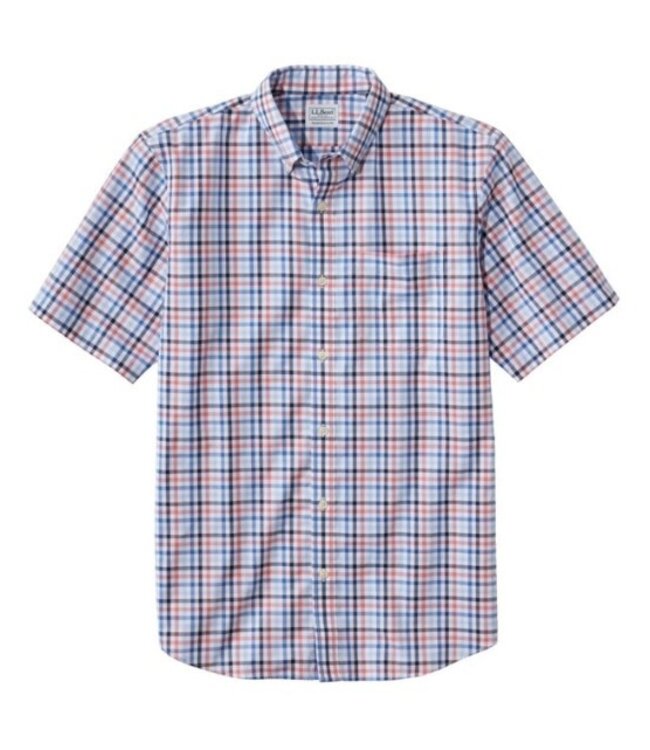 L.L.Bean M's S/S Wrinkle-Free Kennebunk Sport Shirt, Traditional Fit, Check