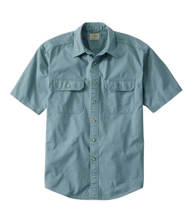 L.L.Bean M's S/S Sunwashed Canvas Shirt, Traditional Fit