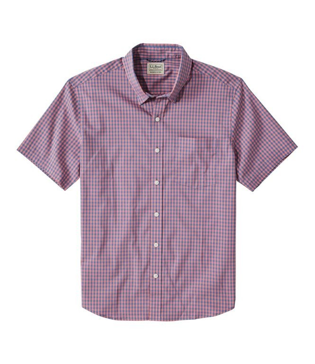 L.L.Bean M's S/S Comfort Stretch Performance® Shirt, Slightly Fitted Untucked Fit, Plaid