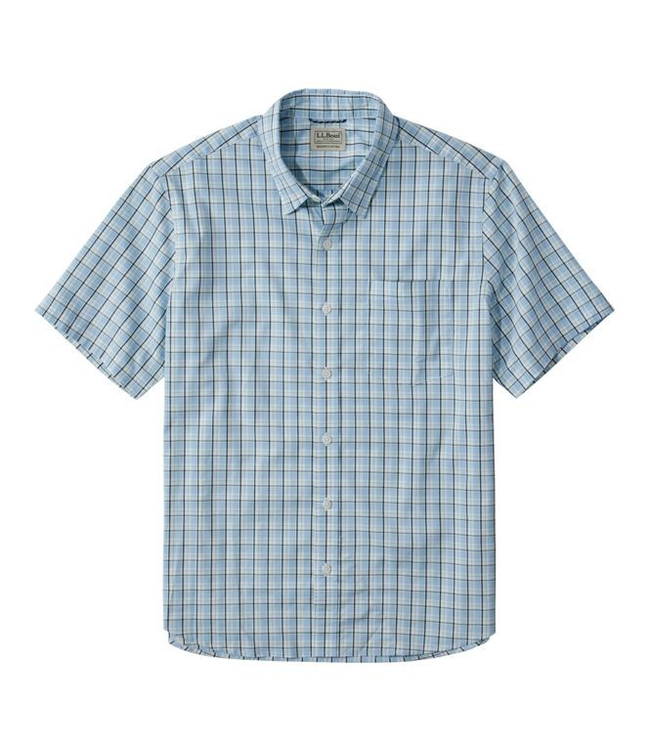 L.L.Bean M's S/S Comfort Stretch Performance® Shirt, Slightly Fitted Untucked Fit, Plaid