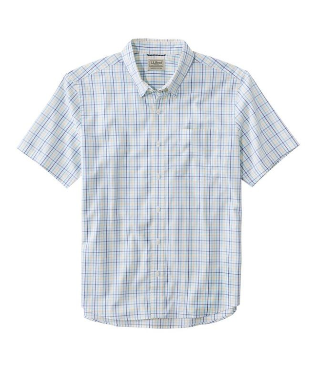 L.L.Bean M's S/S Comfort Stretch Performance® Shirt, Slightly Fitted Untucked Fit, Plaid