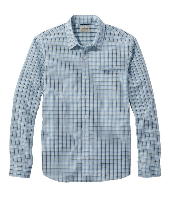 L.L.Bean M's L/S Comfort Stretch Performance® Shirt, Slightly Fitted Untucked Fit, Plaid