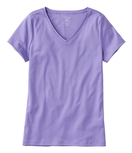 L.L.Bean W's S/S Pima Cotton Shaped V-Neck