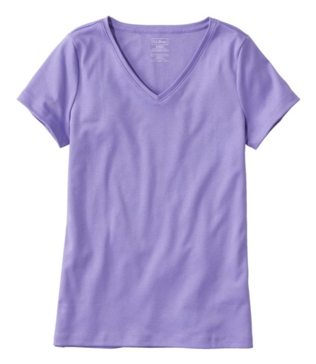 L.L.Bean W's S/S Pima Cotton Shaped V-Neck