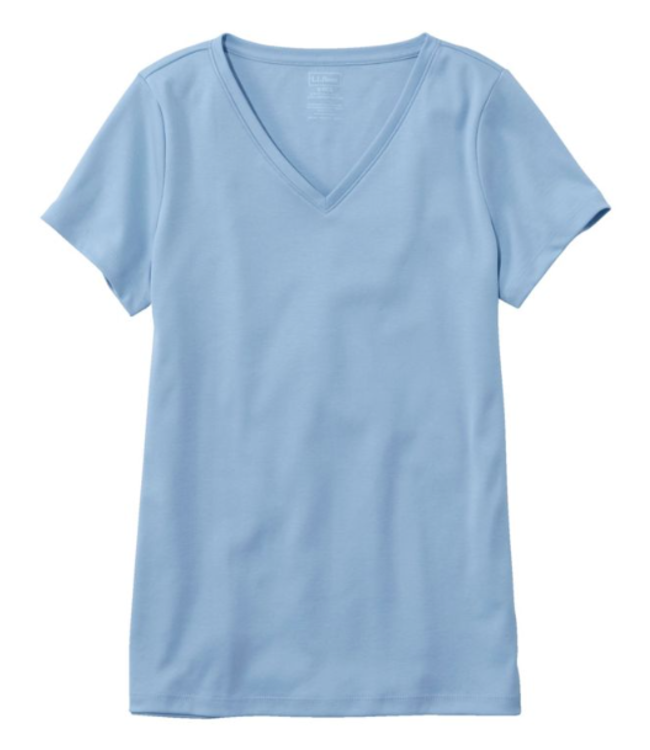 L.L.Bean W's S/S Pima Cotton Shaped V-Neck