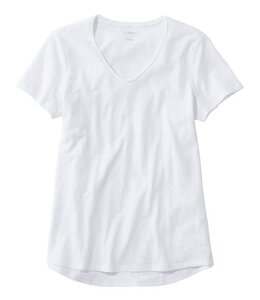 L.L.Bean W's S/S Organic Cotton Tee, V-Neck