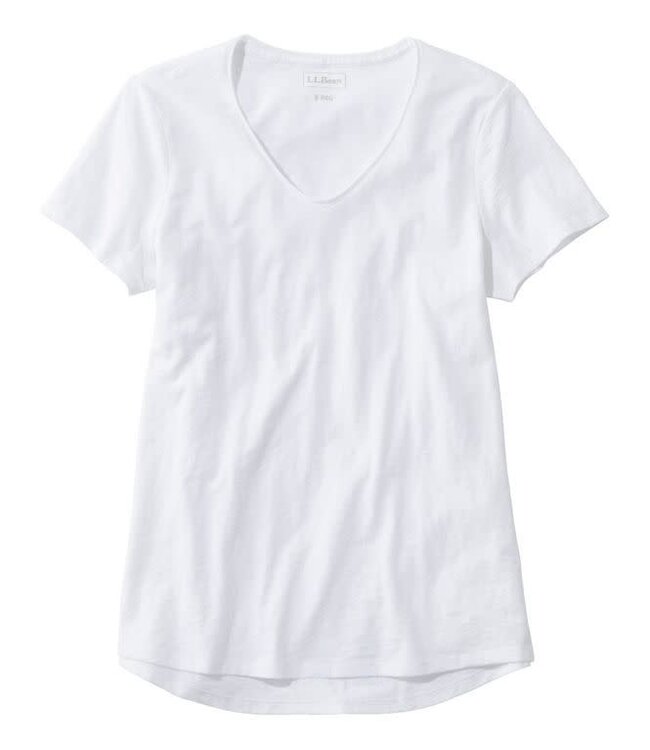 L.L.Bean W's S/S Organic Cotton Tee, V-Neck