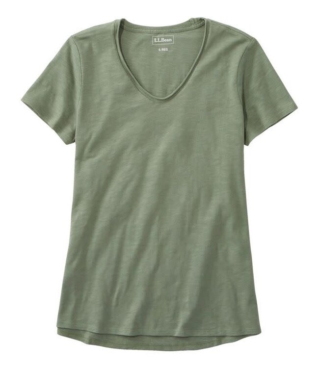 L.L.Bean W's S/S Organic Cotton Tee, V-Neck