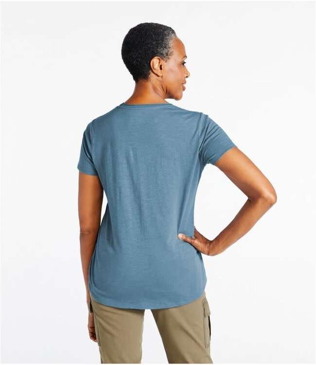 L.L.Bean W's S/S Organic Cotton Tee, V-Neck