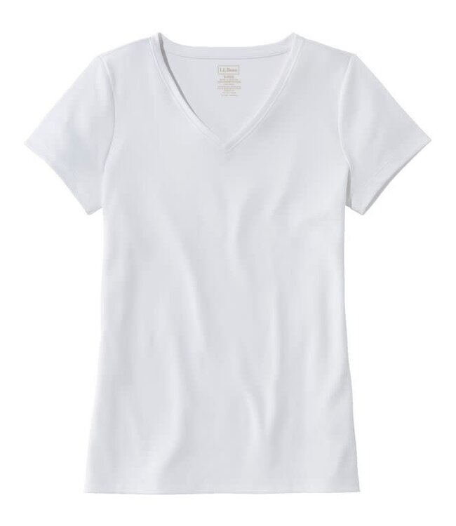 L.L.Bean W's S/S Pima Cotton Shaped V-Neck