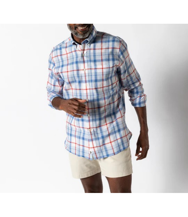 Duckhead M's Conner Plaid Linen Cotton Sport Shirt