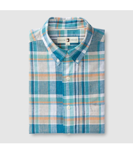 Duckhead M's Greenfield Plaid Linen Cotton Oxford Sport Shirt