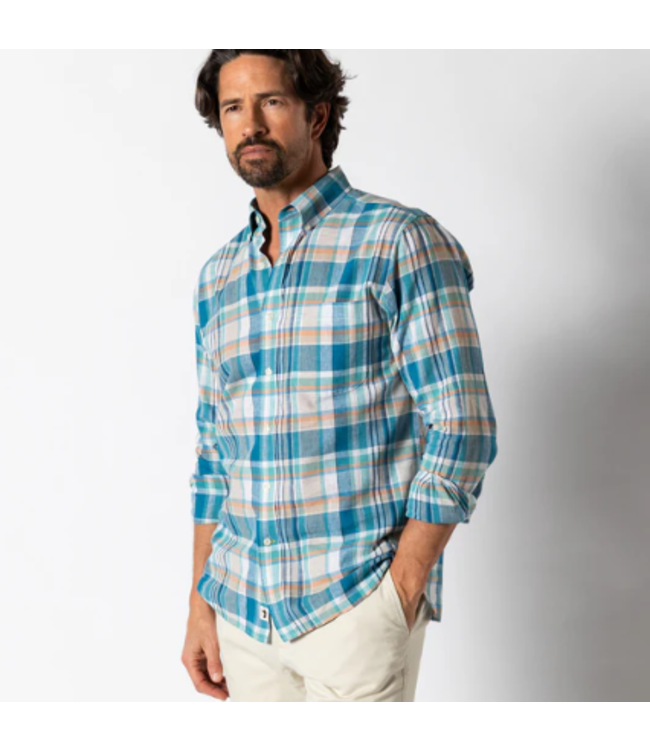 Duckhead M's Greenfield Plaid Linen Cotton Oxford Sport Shirt