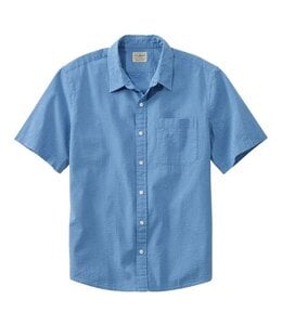 L.L.Bean M's S/S Organic Cotton Seersucker Shirt, Slightly Fitted, Plaid