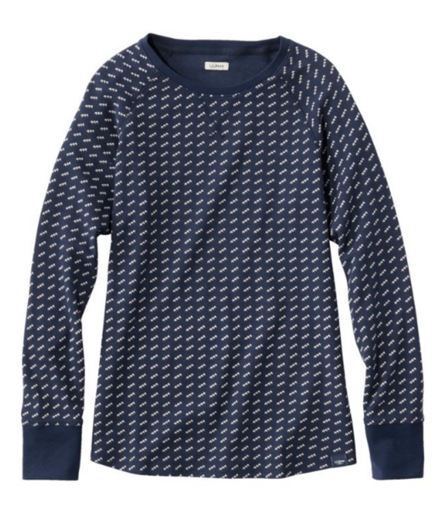 L.L.Bean W's L/S Unshrinkable Mini-Waffle Tee, Crewneck Stripe